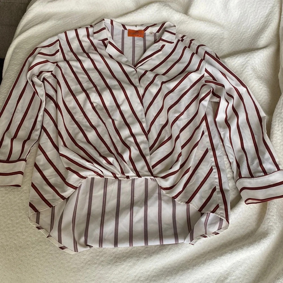 Patrizia Luca frim Milano striped orange and cream high low blouse - Picture 1 of 6